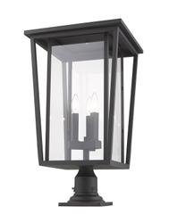 Seoul 3 Light Outdoor Pier Mounted Fixture in Oil Rubbed Bronze Finish by Z-Lite