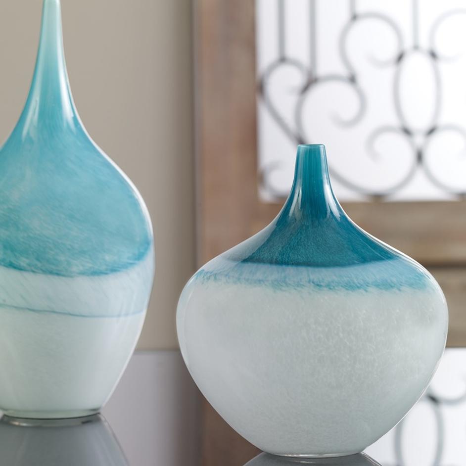 Carla Teal White Vases, S/2 by Uttermost