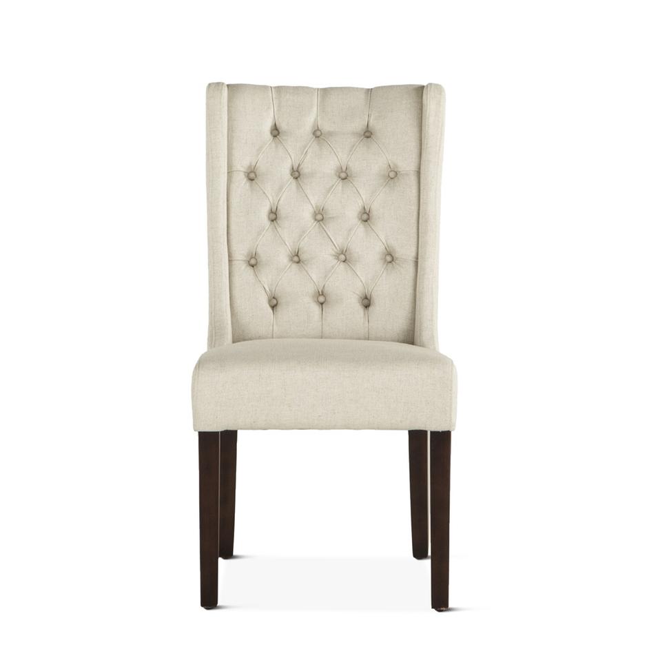 Lara Off-White Linen Dining Chair with Dark Walnut Legs by Home Trends & Design