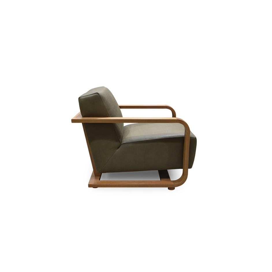 Eckersley Lounge Chair Olive Leather by Moes Home