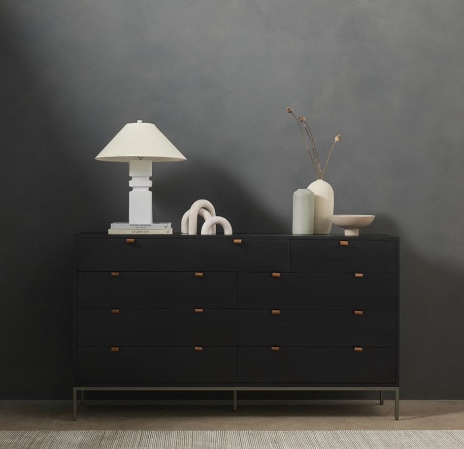 Trey 9 Drawer Dresser - Black Wash Poplar by Four Hands