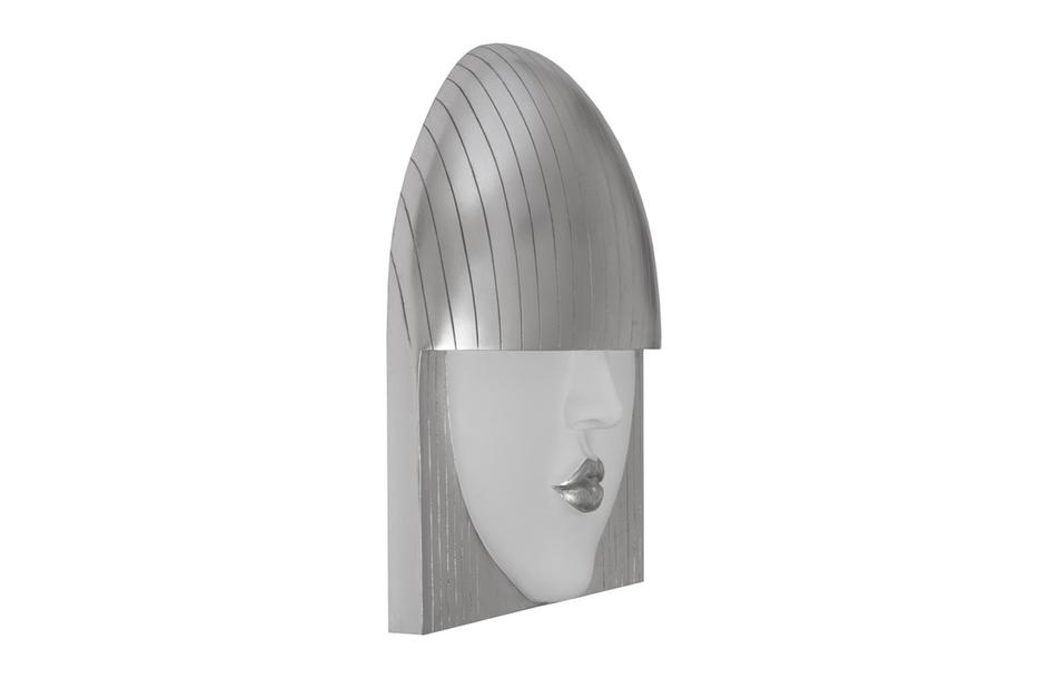 Fashion Faces Wall Art, Large, Kiss, White and Silver Leaf by PHILLIPS COLLECTION