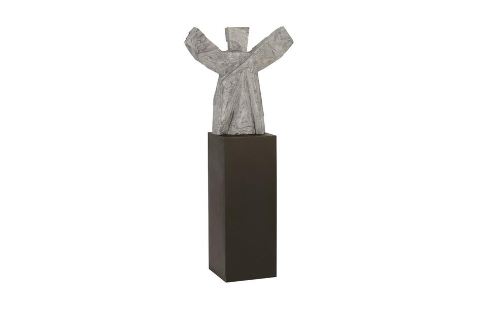 Tai Chi Sculpture C on Pedestal, Grey Stone/Black by PHILLIPS COLLECTION