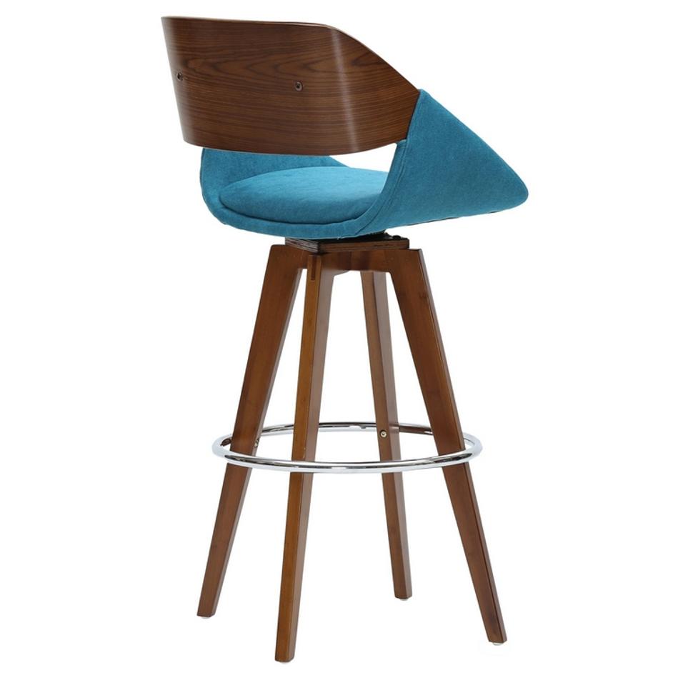 Cyprus Fabric Counter Stool In Santorini Teal/Walnut by New Pacific Direct