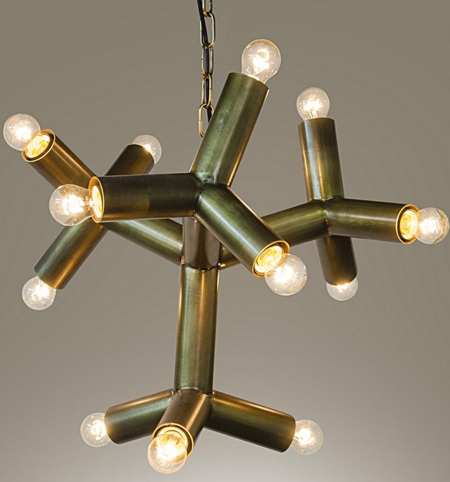 Snow Flake Chandelier, Metal with Brass Finish by Noir Furniture