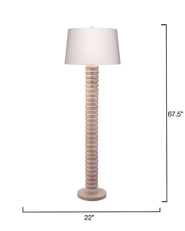 Abacus Mango Wood 1-Light Floor Lamp with Polyester Linen Shade by Jamie Young