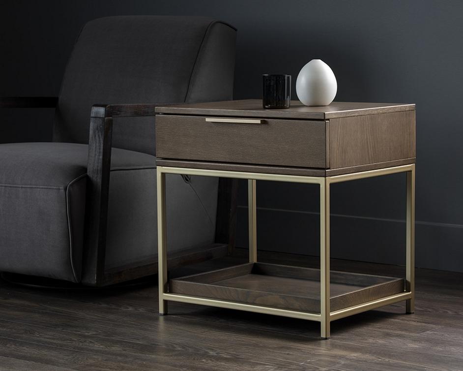 Rebel Nightstand - Gold - Raw Umber by Sunpan