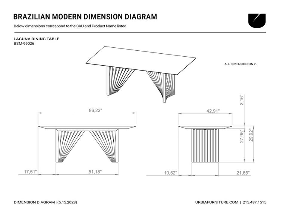 Laguna Glass Dining Table by Urbia Imports