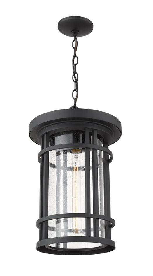 Jordan 1 Light Outdoor Chain Mount Ceiling Fixture in Black Finish by Z-Lite