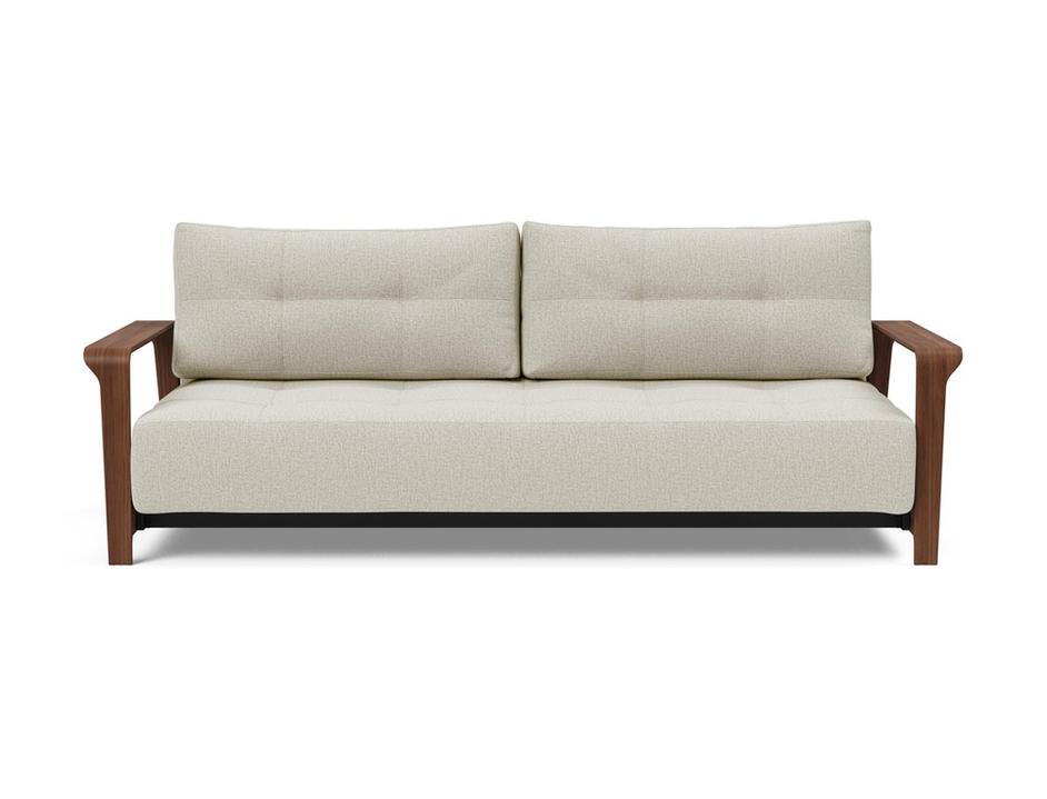RAN D.E.L. SOFA BED in MIXED DANCE NATURAL FABRIC WITH Dark wood LEGS 527 by INNOVATION USA