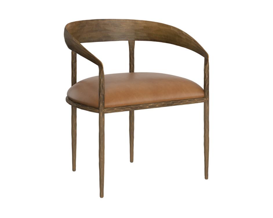 ZANATTA DINING ARMCHAIR - TAN LEATHER by Sunpan