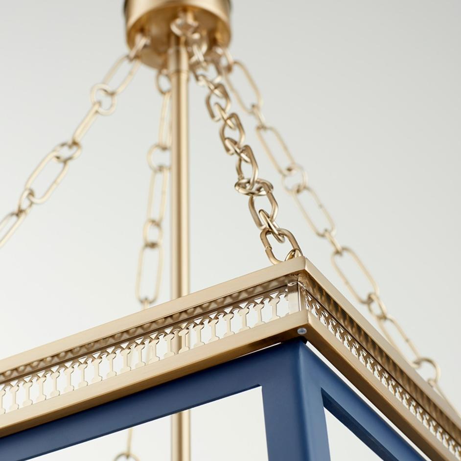 Gerard Pendant in Blue and Aged Brass by Cyan Design