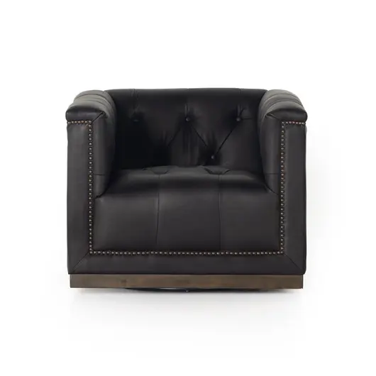 Maxx Swivel Chair In Heirloom Black by FOUR HANDS