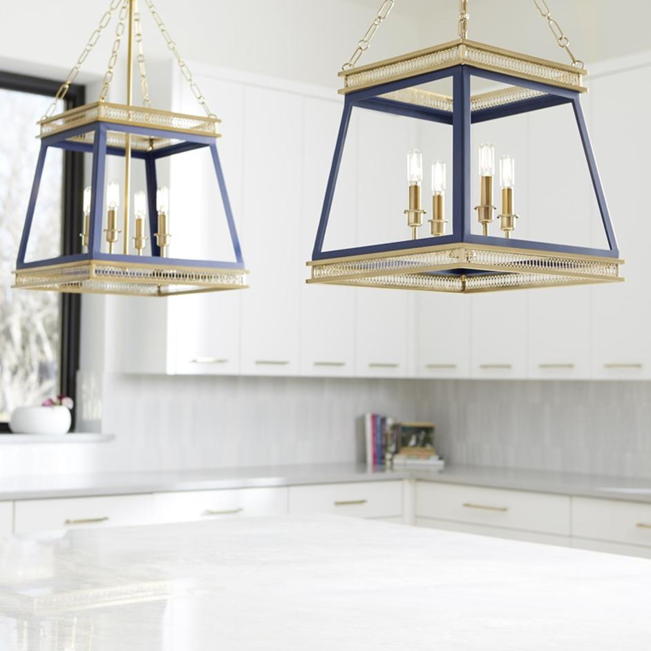 Gerard Pendant in Blue and Aged Brass by Cyan Design