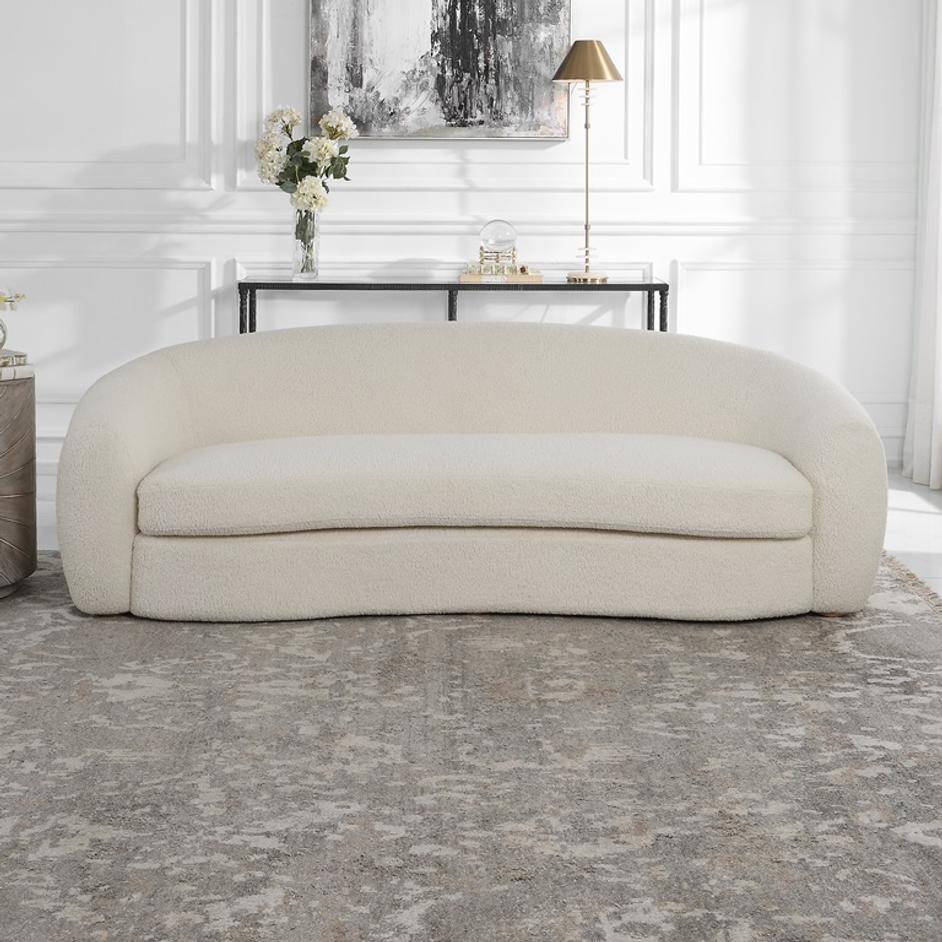 Capra Art Deco White Sofa by Uttermost