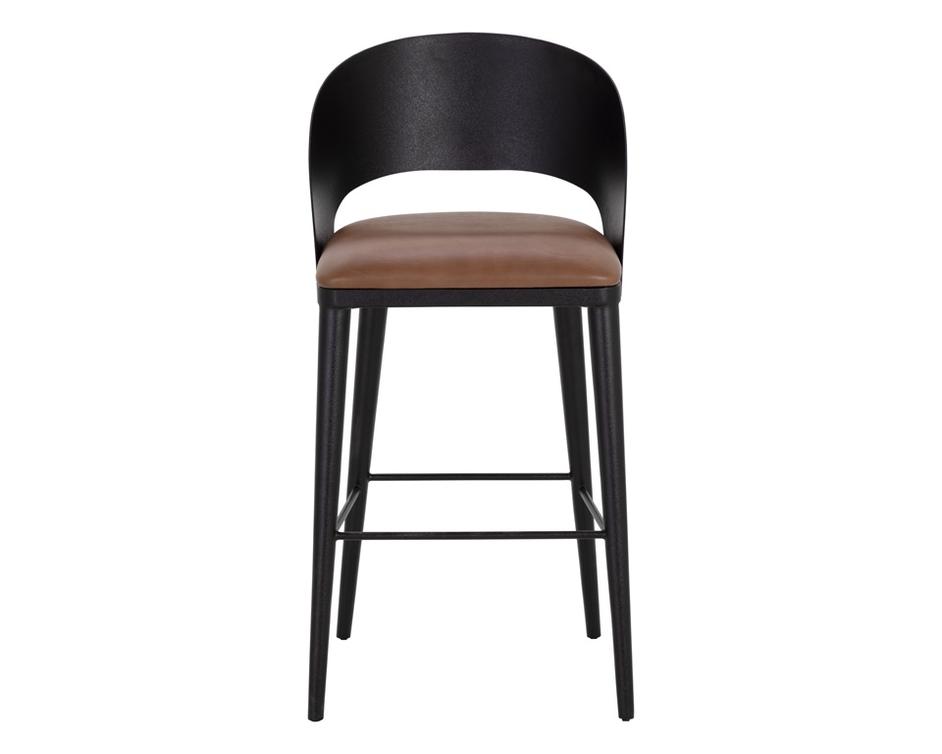 DEZIRAE BARSTOOL - BLACK - COGNAC LEATHER by Sunpan