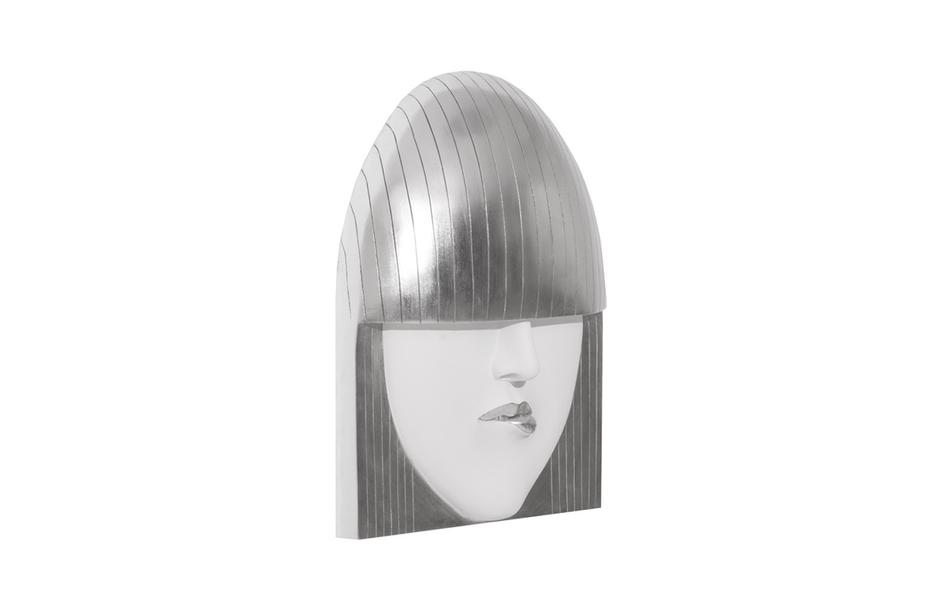Fashion Faces Wall Art, Large, Pout, White and Silver Leaf by PHILLIPS COLLECTION