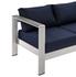 Nantucket Outdoor Patio Aluminum Sofa In Silver Navy by Modway Furniture