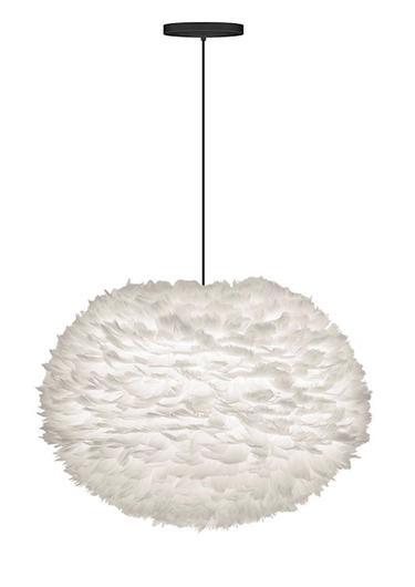 Eos Large Hardwired Pendant in White with Black Cord by UMAGE
