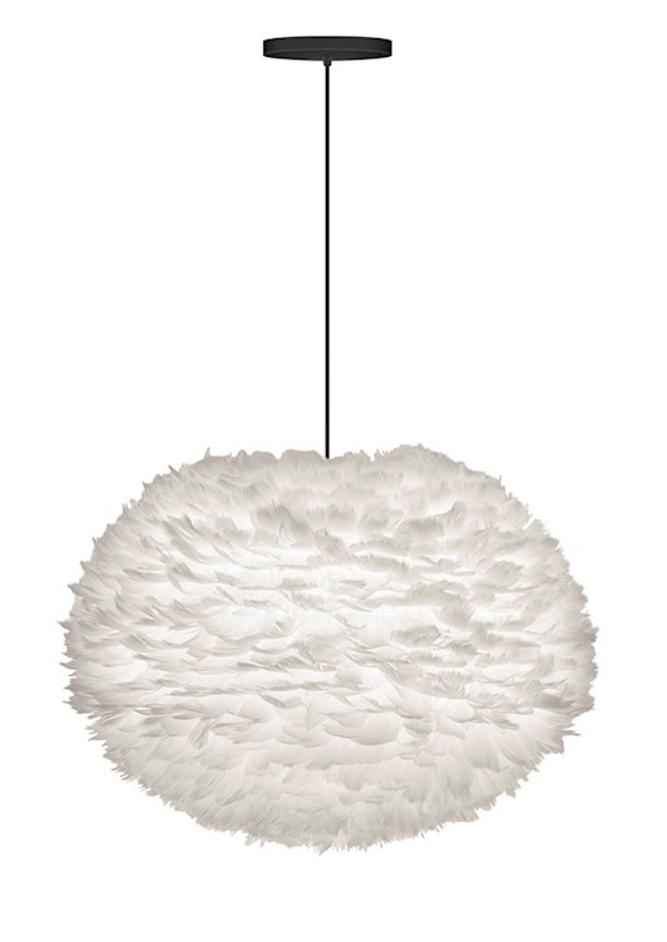 Eos Large Hardwired Pendant in White with Black Cord by UMAGE