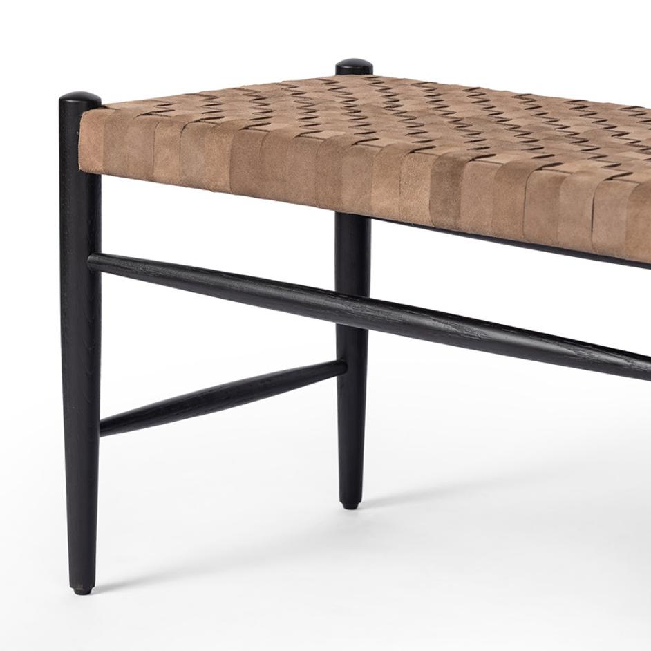 Wyatt Bench In Drifted Matte Black by FOUR HANDS