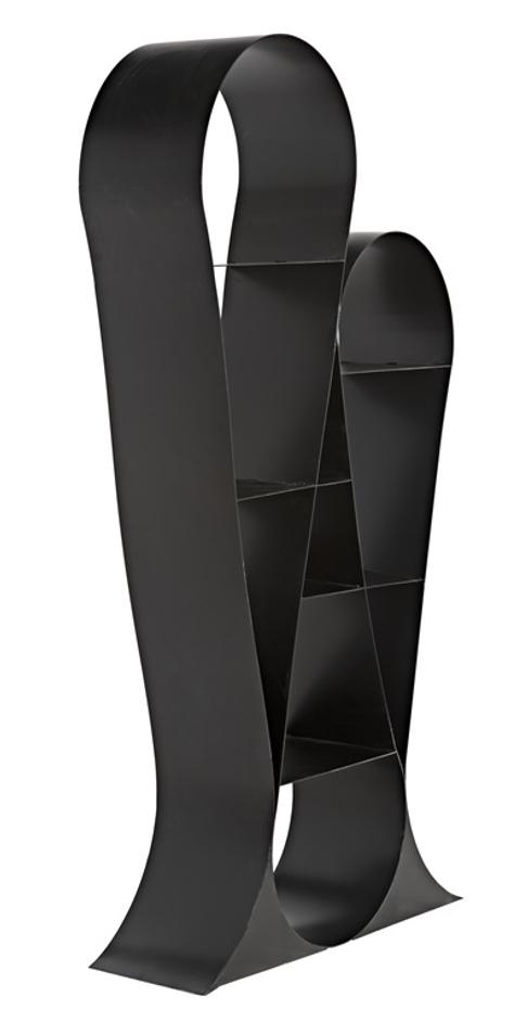 Zaha Industrial Steel Bookcase in Matte Black by Noir Furniture
