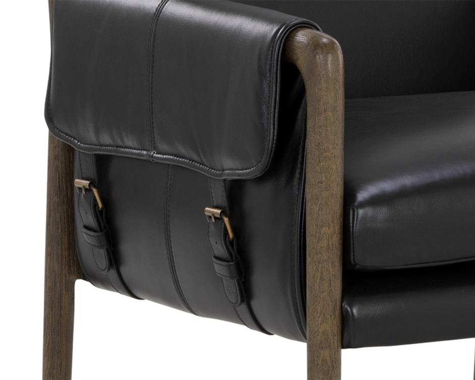MAUTI DINING ARMCHAIR - DISTRESSED BROWN - CORTINA BLACK LEATHER by Sunpan