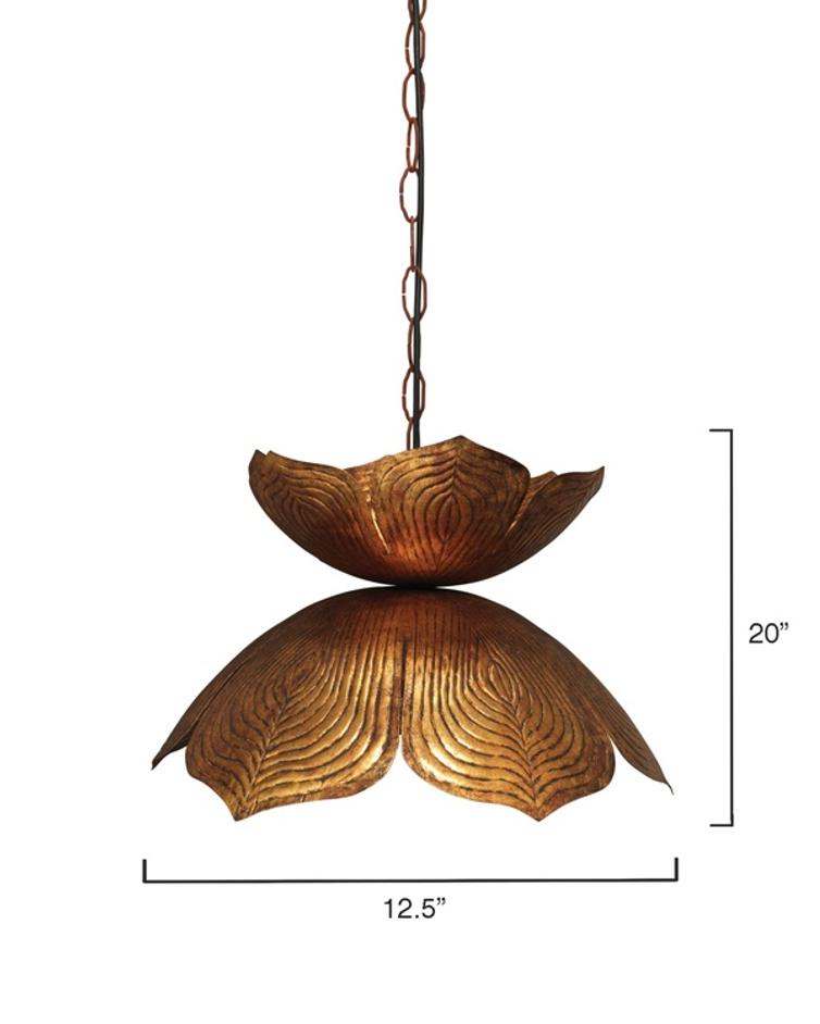 Flowering Lotus 1-Light Iron Pendant, Antique Gold, Large by Jamie Young