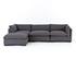 WESTWOOD 3-PIECE SECTIONAL W/ OTTOMAN- BENNETT CHARCOAL by FOUR HANDS