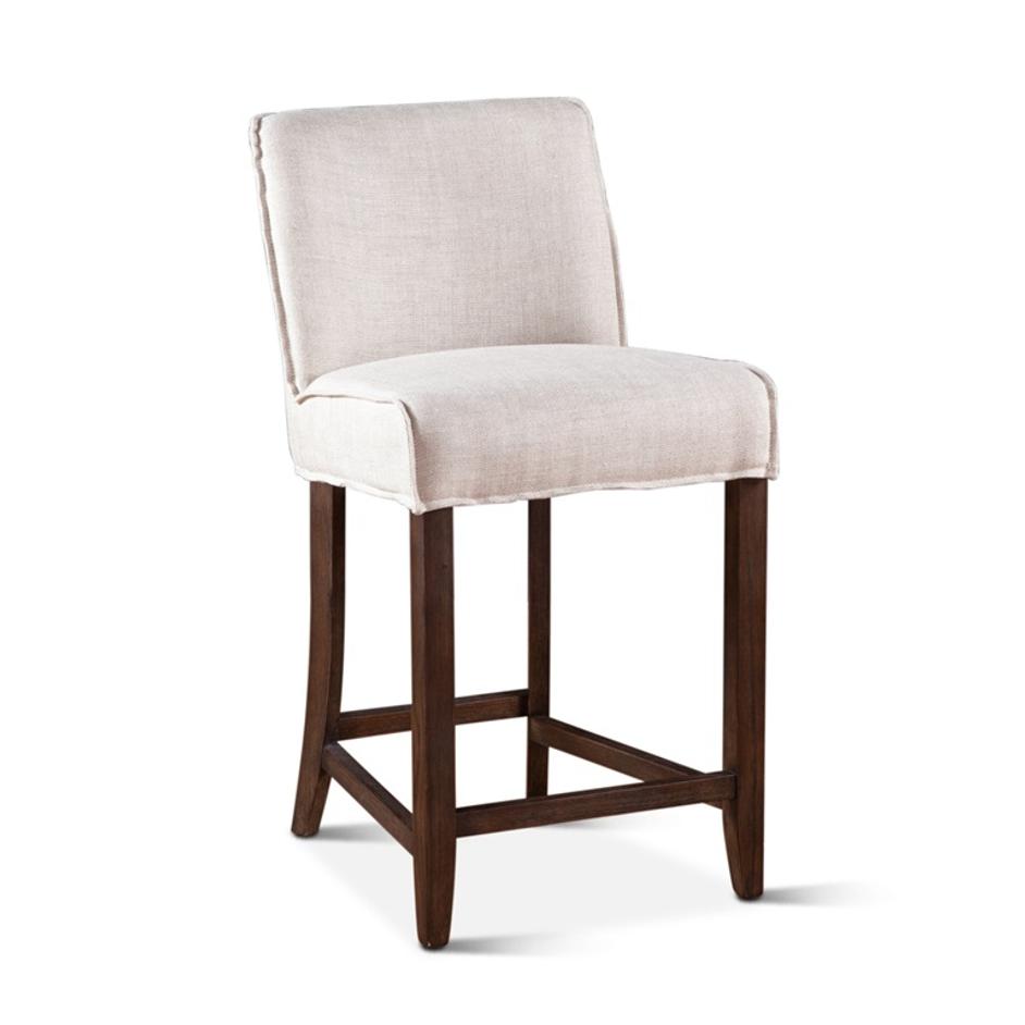 Buddy 20" Off-White Linen Counter Chair, Dark Legs by Home Trends & Design