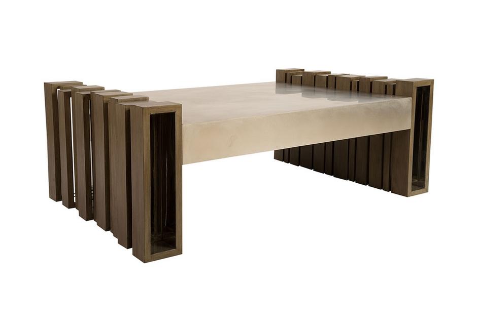Barcode Coffee Table, Mohogany/SS by PHILLIPS COLLECTION