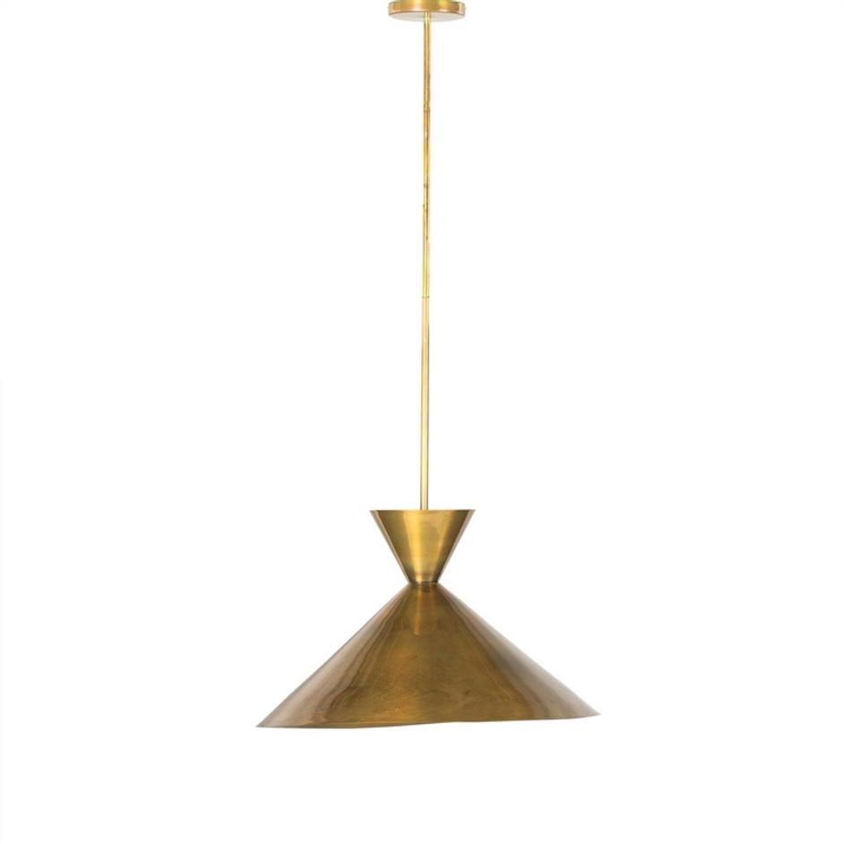 Clement Large Pendant In Burnt Brass And Black Cord by Four Hands