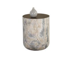 Diaz End Table - Marble Look - Antique Brass by Sunpan