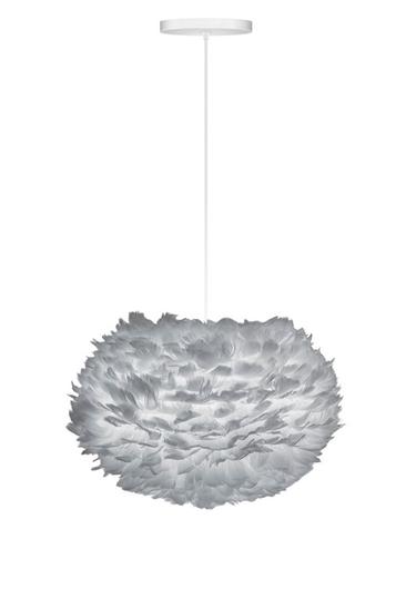 Eos Medium Hardwired Pendant in Grey with White Cord by UMAGE