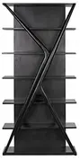 Vetra Teak and Veneer Bookcase in Hand-Rubbed Black by Noir Furniture