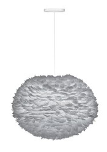 Eos Large Hardwired Pendant in Grey with White Cord by UMAGE