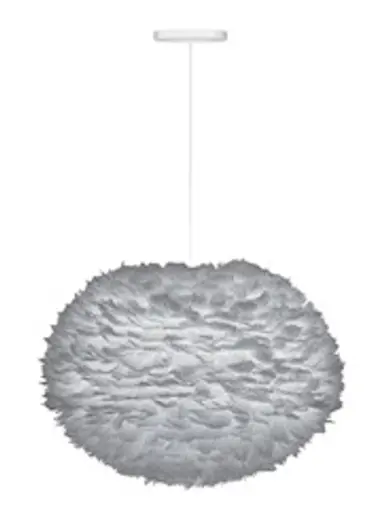 Eos Large Hardwired Pendant in Grey with White Cord by UMAGE