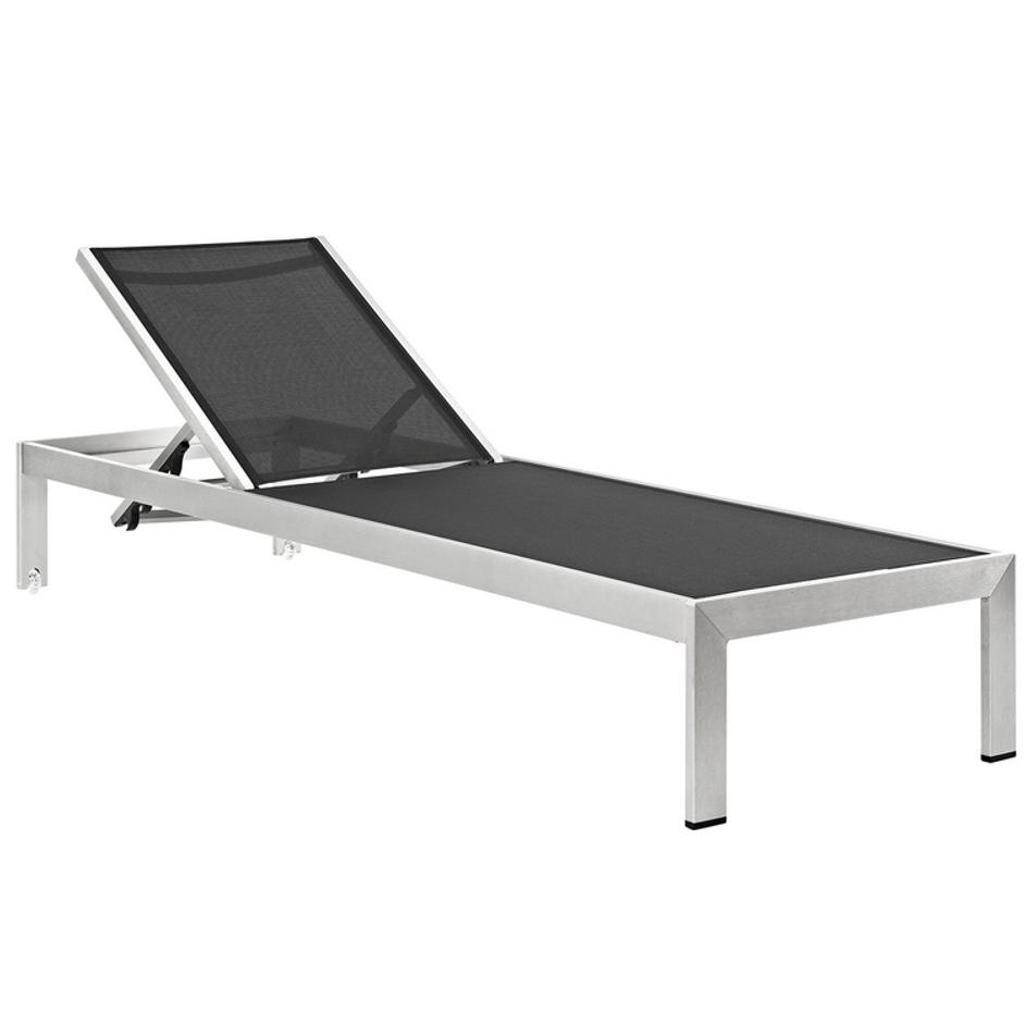 Nantucket Chaise Outdoor Patio Aluminum Set Of 6 In Silver Black by Modway Furniture