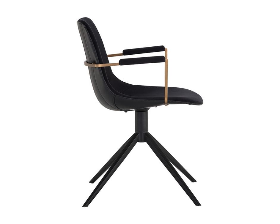 Cassius Swivel Dining Armchair - Abbington Black / Bravo Black by Sunpan