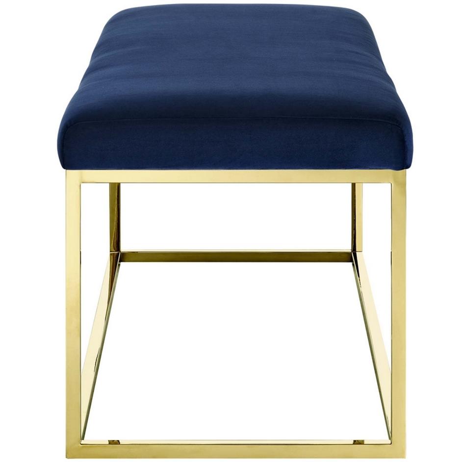 Russell Fabric Bench In Gold Navy by Modway Furniture