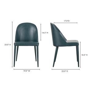 BURTON DINING CHAIR DARK TEAL VEGAN LEATHER-M2 by Moes Home