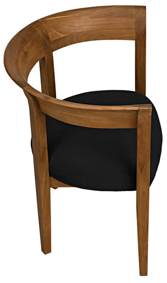 Webster Teak Club Chair with Satin Clear Coat and Black Cotton Cushion by Noir Furniture