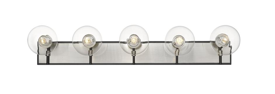 Parsons 5 Light Vanity in Matte Black + Brushed Nickel Finish by Z-Lite