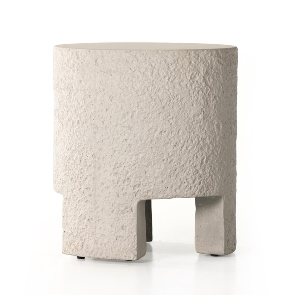 Kember Outdoor End Table In Blanc White by FOUR HANDS
