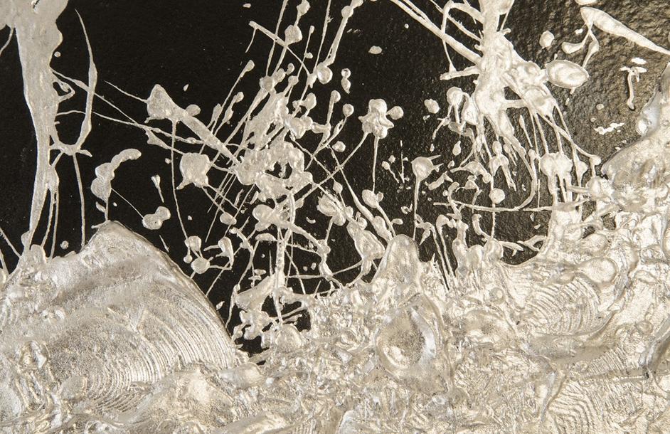 Wisp Wall Tile, Chamcha Wood, Silver Leaf on Black by PHILLIPS COLLECTION