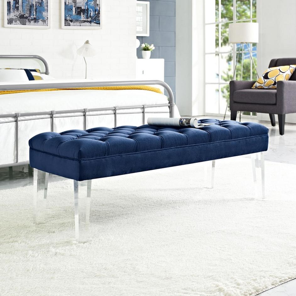 Percival Performance Velvet Bench In Navy by Modway Furniture