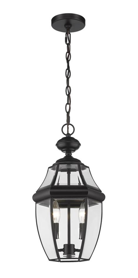 Westover 2 Light Outdoor Chain Mount Ceiling Fixture in Black Finish by Z-Lite