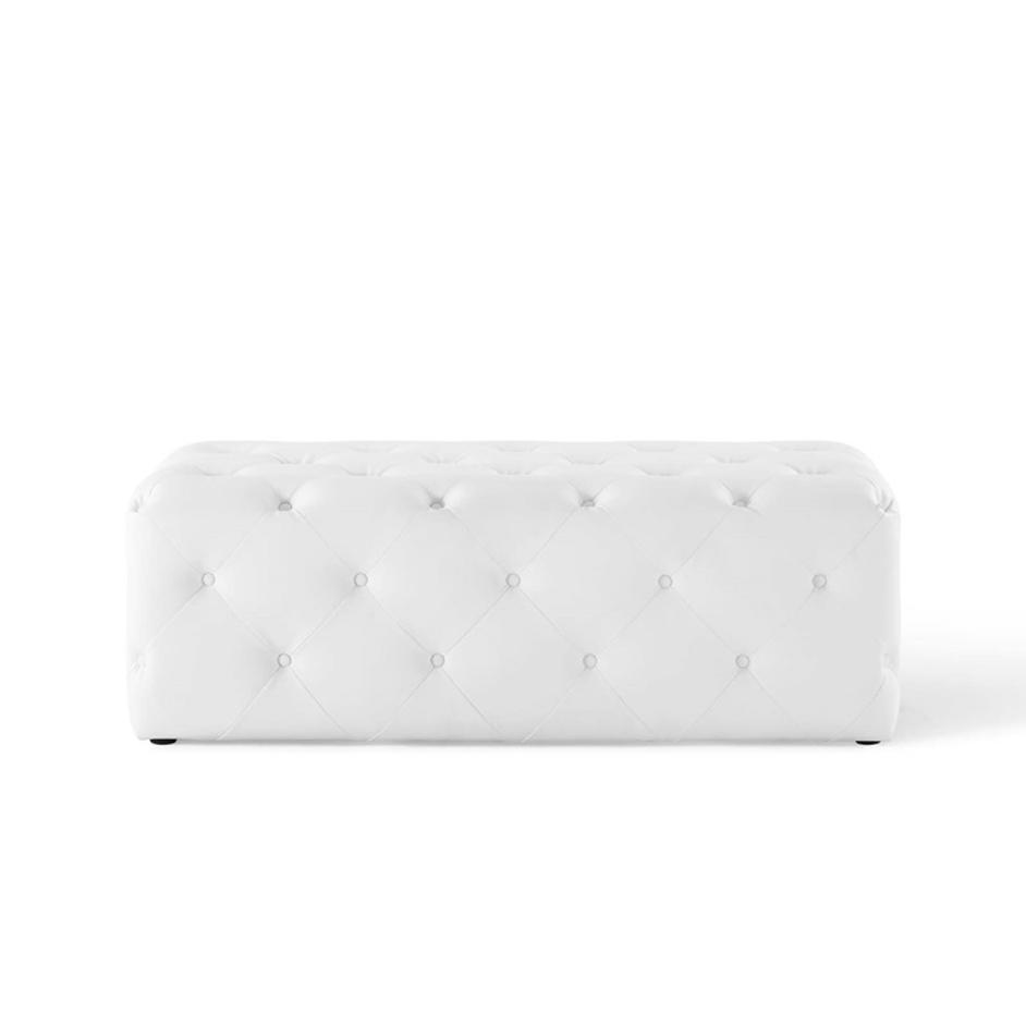 Carole 48" Tufted Button Entryway Faux Leather Bench In White by Modway Furniture