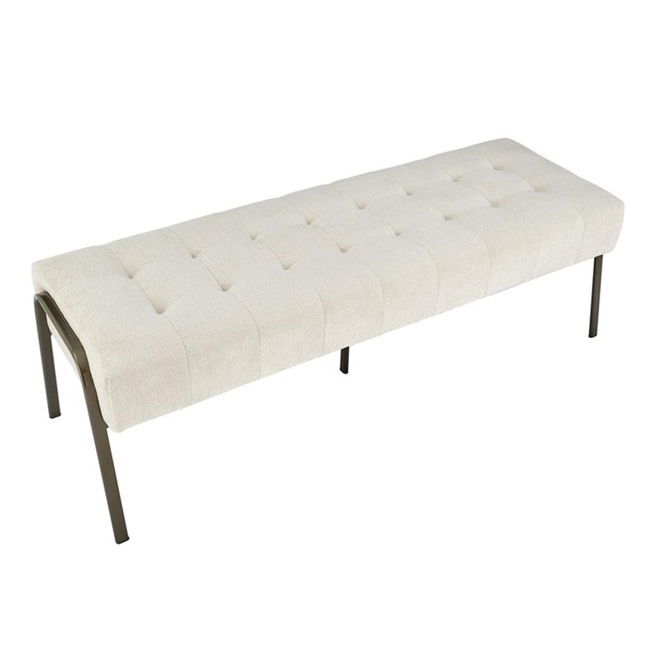 Venturi Fabric Tufted Bench In Opus Cream by New Pacific Direct