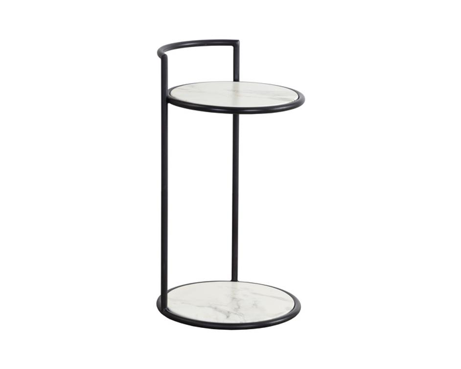 PARGA END TABLE - BLACK - MARBLE LOOK by Sunpan